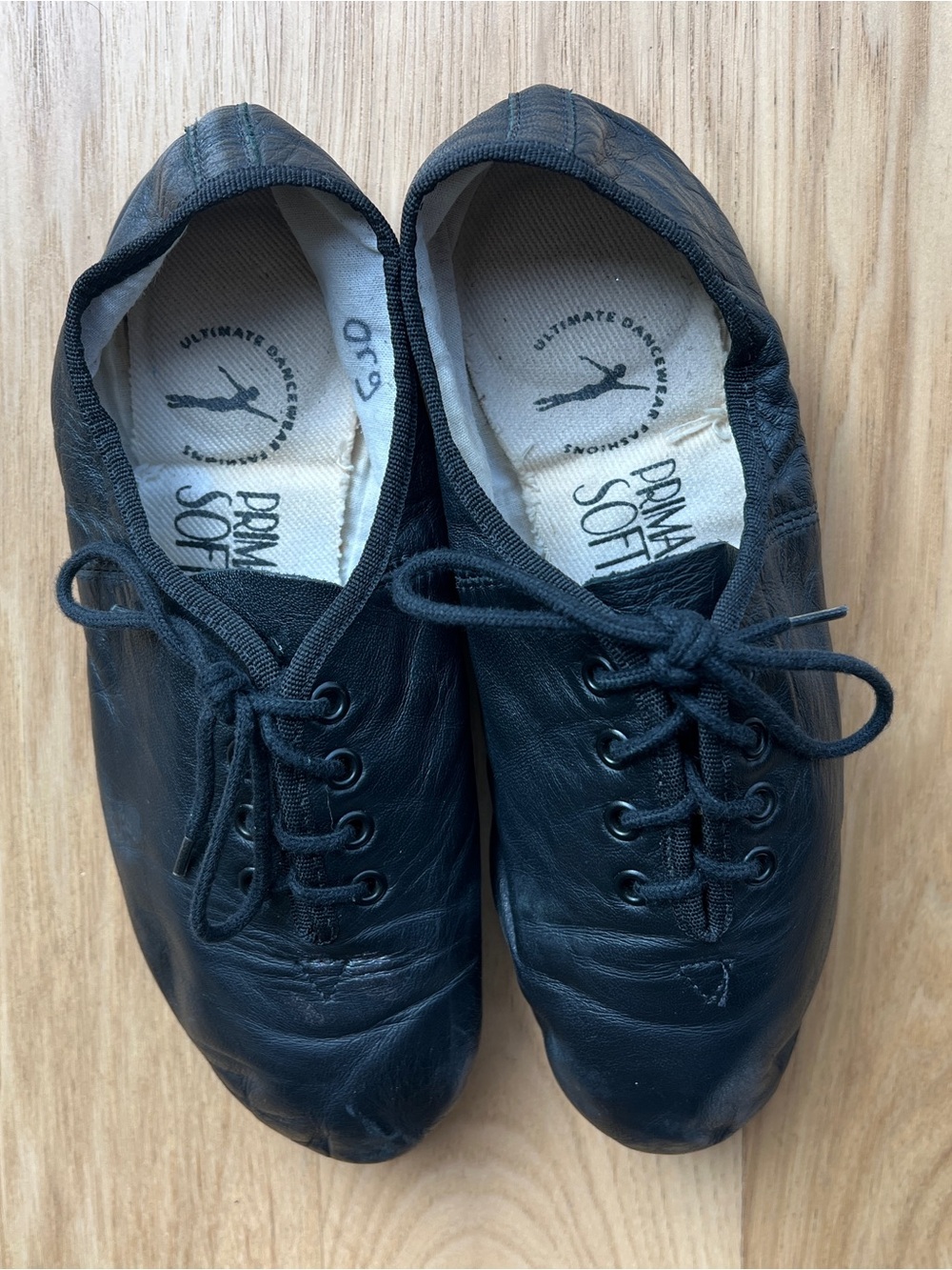Prima Soft Black Leather Laced Jazz Shoes Size 5-1/2